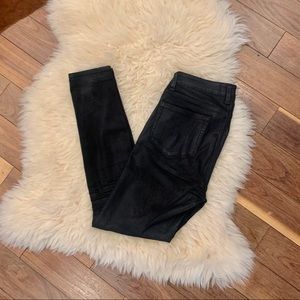 Black PAIGE Waxed Ankle Skinny Jeans